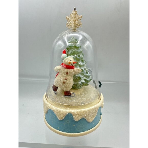 Hallmark Keepsake Snowman Skating A Cool Holiday Ornament Motion Sound Globe - Picture 5 of 12